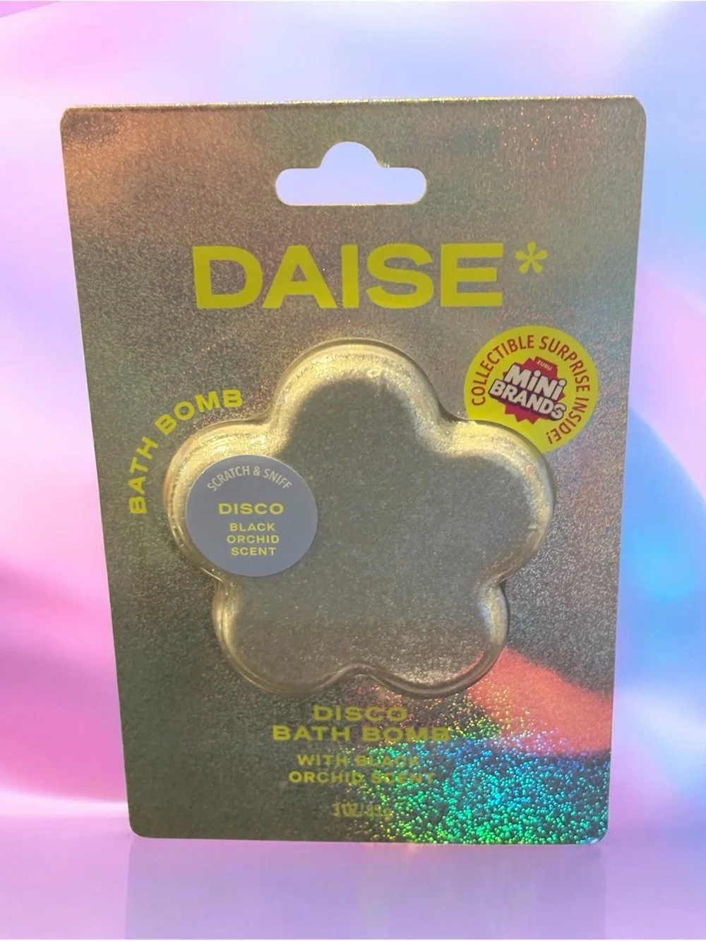 DAISE Disco Bath Bomb Black Orchid Scent Flower Shape with Surprise Mini Brand